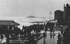 Rough-sea-at-Pelham-place-throwing-up-the-shingle.-1908.